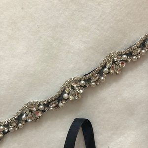 Sequined Prom/Bridal Belt, Black/Deep Navy